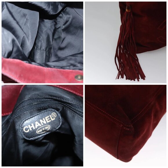 CHANEL Shoulder Bag Suede Red CC - Picture 13 of 15